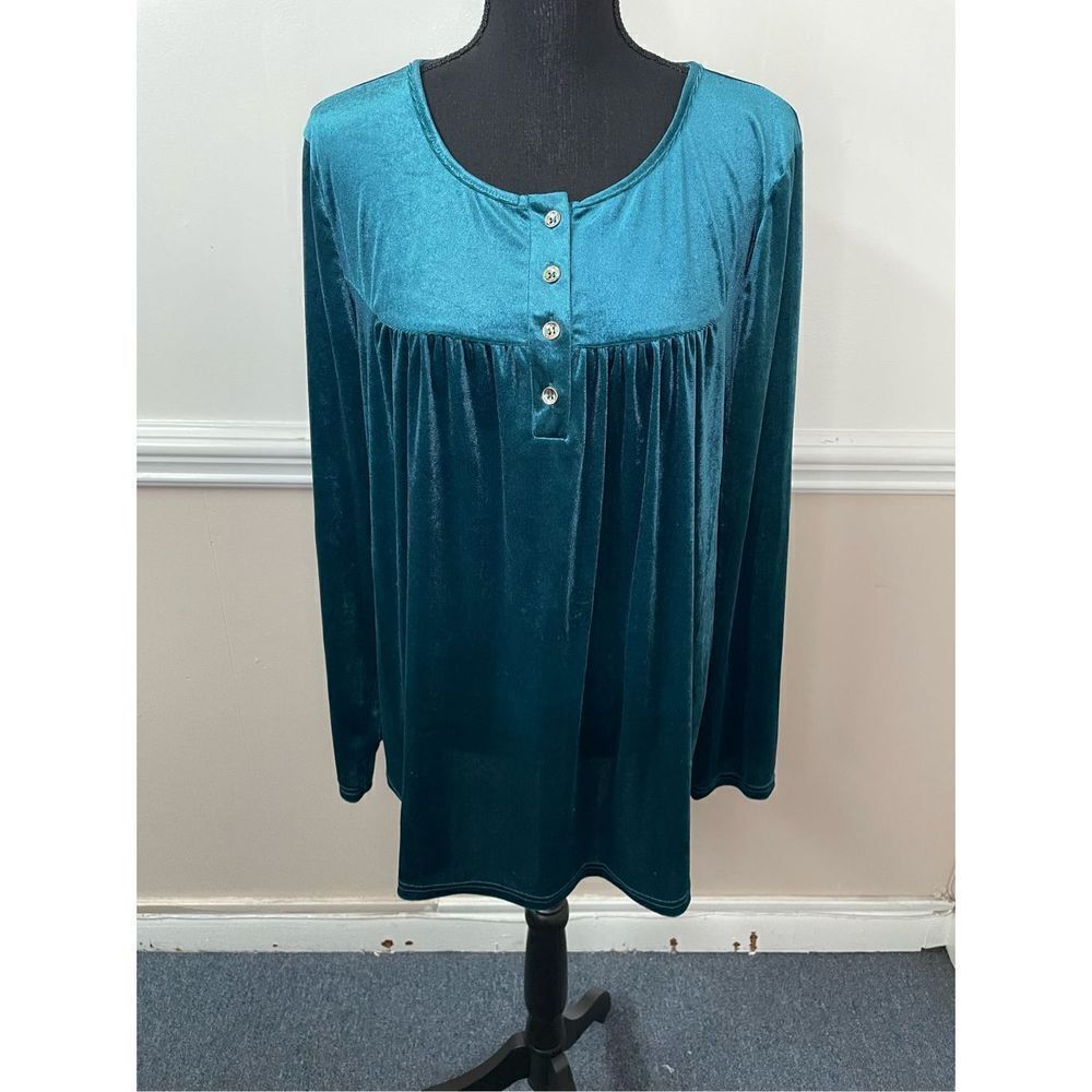 Shein Crushed Velvet Blue Blouse Size X-Large